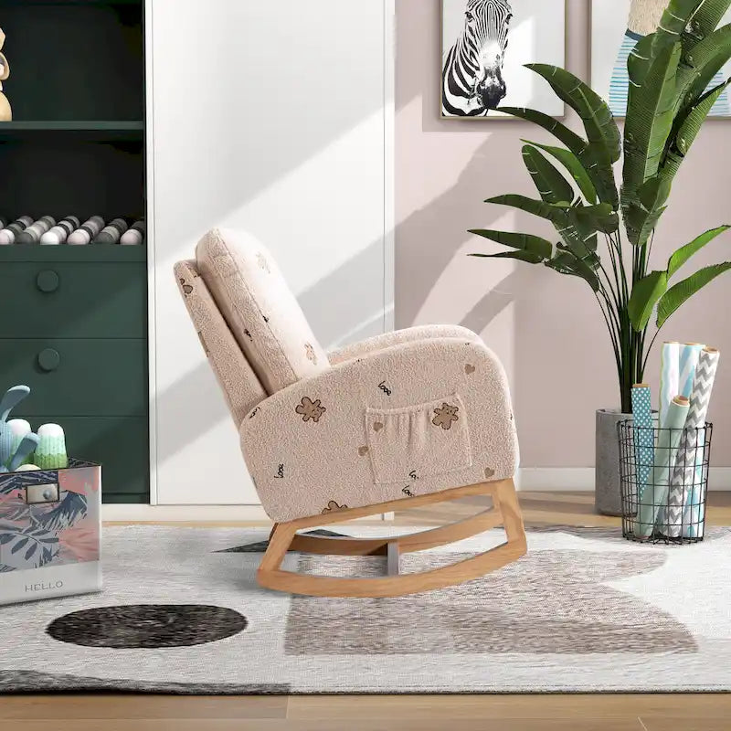 26.8 Fauteuil à bascule haut dossier rembourré avec pochette latérale