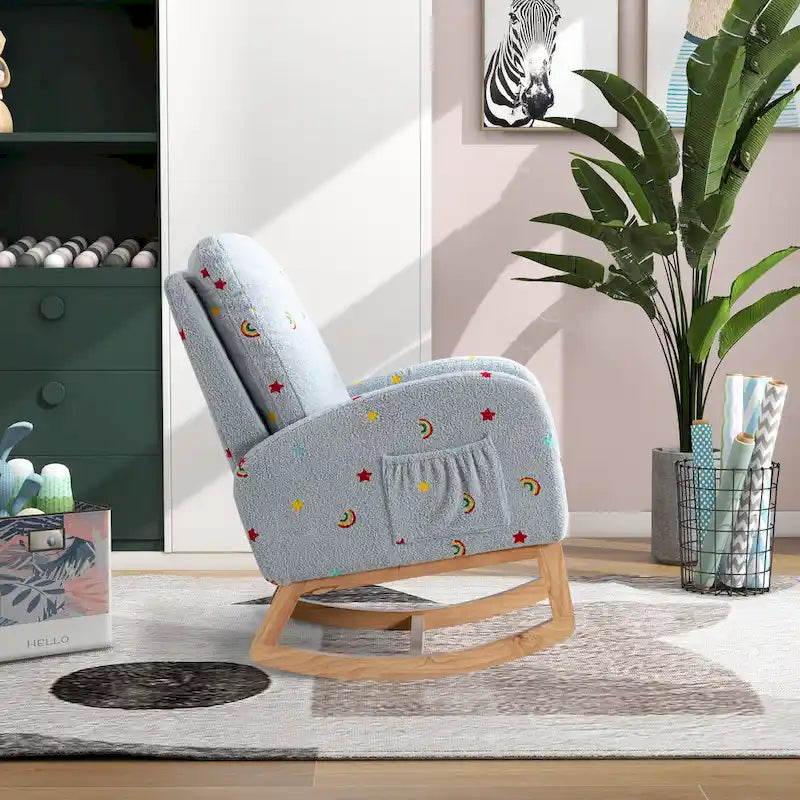 26.8 Fauteuil à bascule haut dossier rembourré avec pochette latérale
