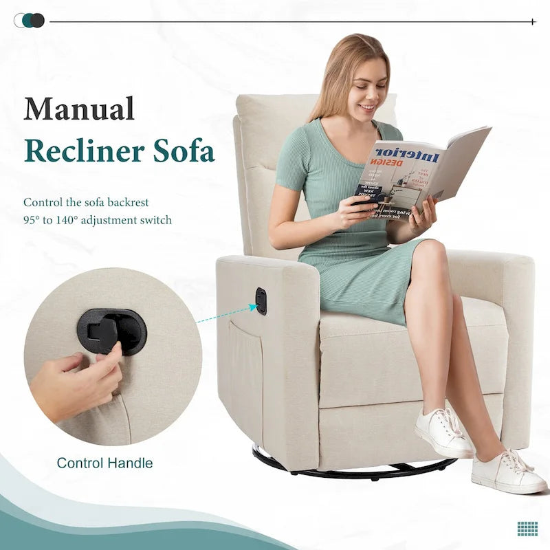 Fauteuil inclinable manuel avec fonction pivotante et glissante