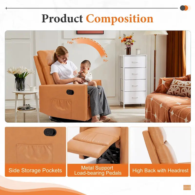 Fauteuil inclinable manuel avec fonction pivotante et glissante