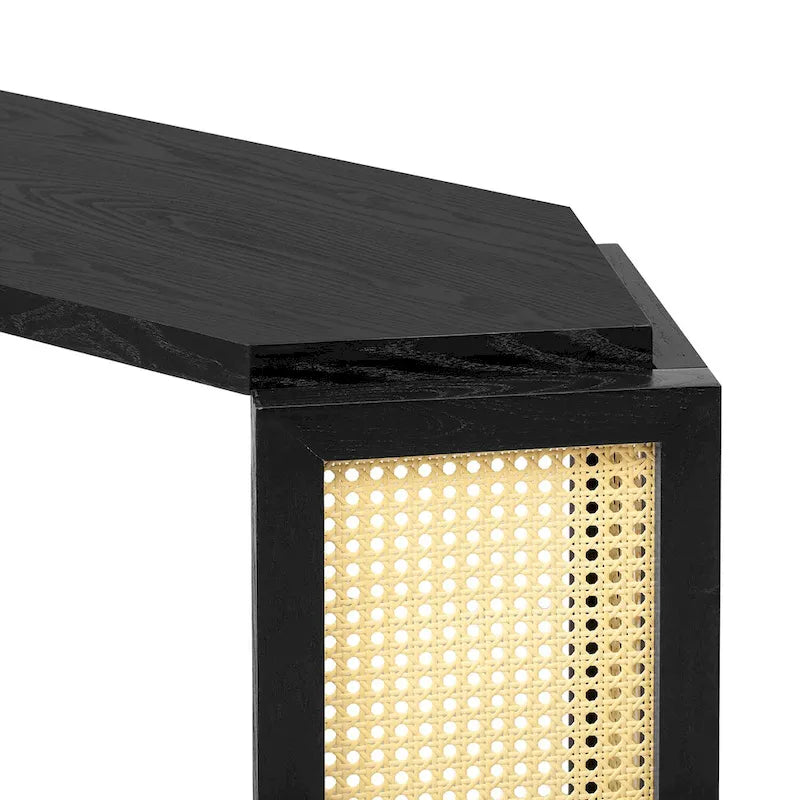 Table d'entrée étroite de modèle, dessus irrégulier avec rotin pour le salon