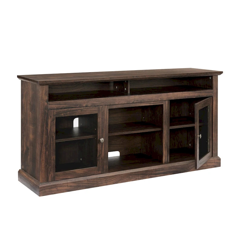 Meuble TV classique américain avec 4 étagères de rangement et 2 placards de rangement pour salons, chambres et bureaux