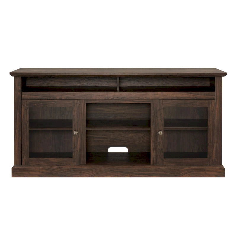 Meuble TV classique américain avec 4 étagères de rangement et 2 placards de rangement pour salons, chambres et bureaux