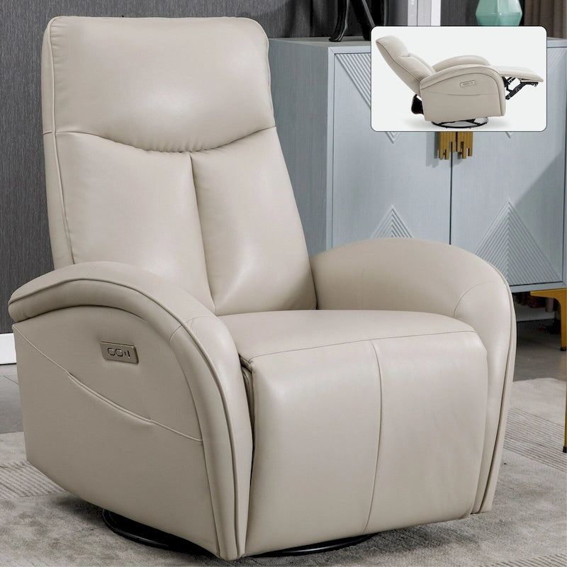 Fauteuil inclinable électrique en similicuir pivotant à 270°, avec fonction de bascule et de glisse, 2 poches latérales, ports USB et Type-C