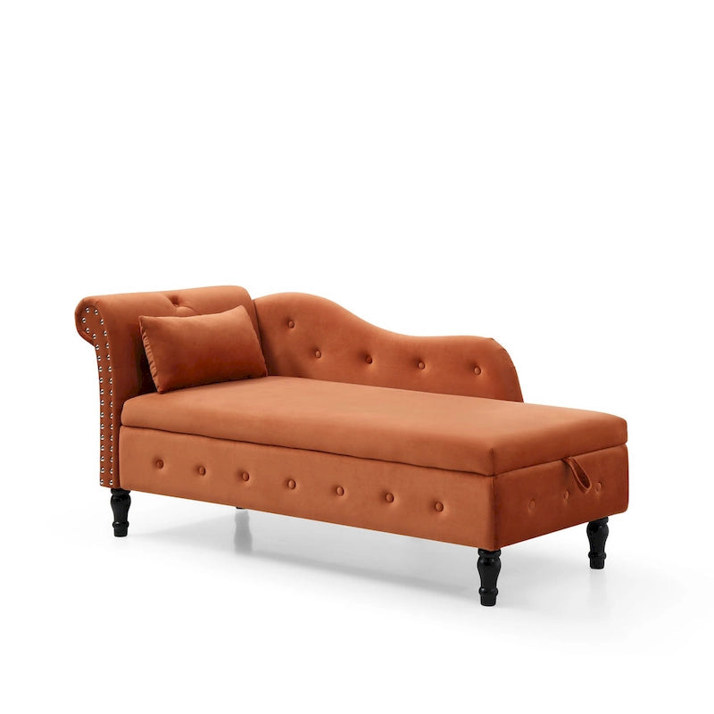 Chaise longue capitonnée en velours orange 60