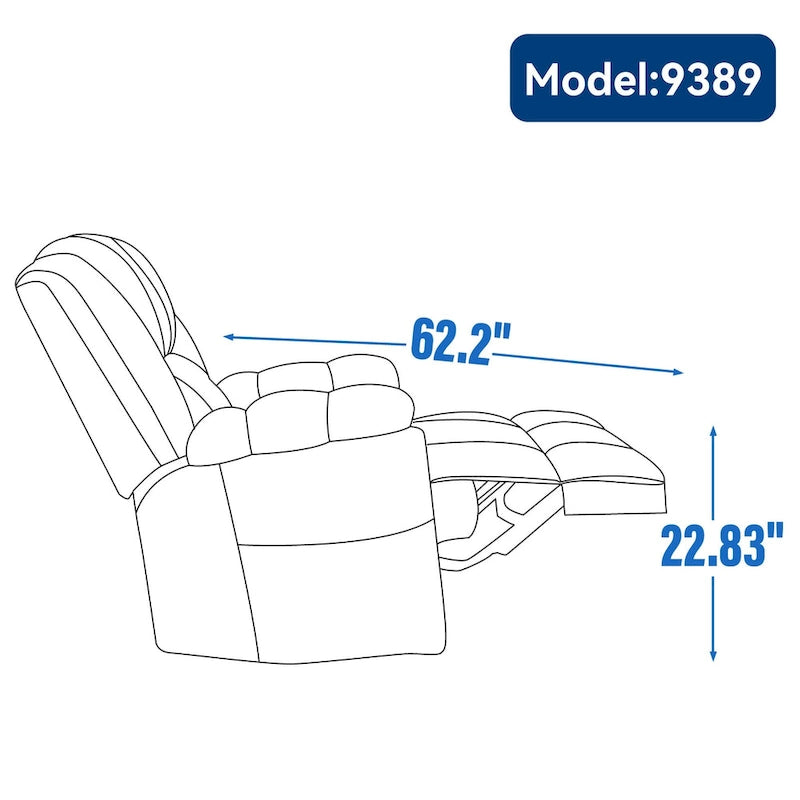 Fauteuil inclinable manuel vert surdimensionné avec pivotant à 360° et fonction bascule, revêtement en tissu pour un confort de salon