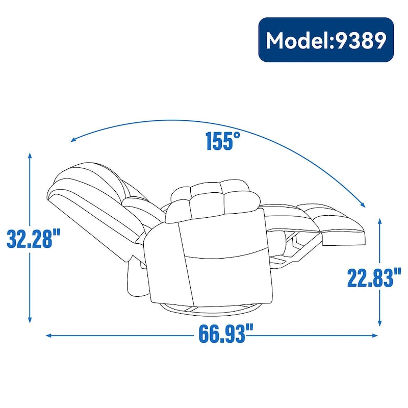 Fauteuil inclinable manuel vert surdimensionné avec pivotant à 360° et fonction bascule, revêtement en tissu pour un confort de salon
