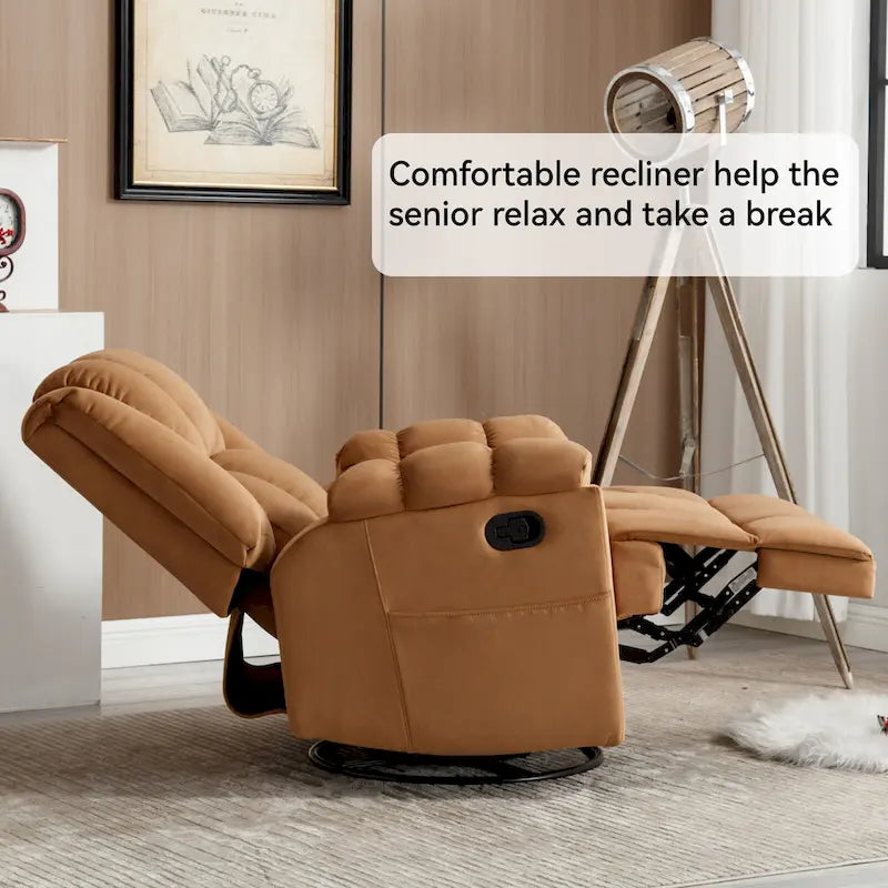 Fauteuil inclinable manuel vert surdimensionné avec pivotant à 360° et fonction bascule, revêtement en tissu pour un confort de salon