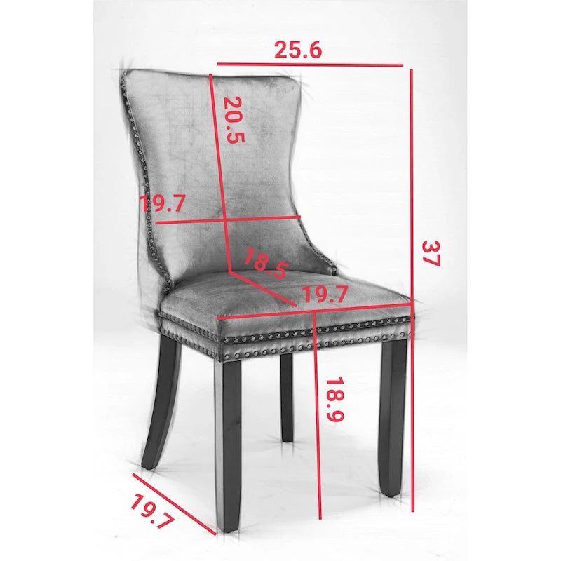 Chaise de salle à manger à dossier cabriolet avec surpiqûres et clous décoratifs