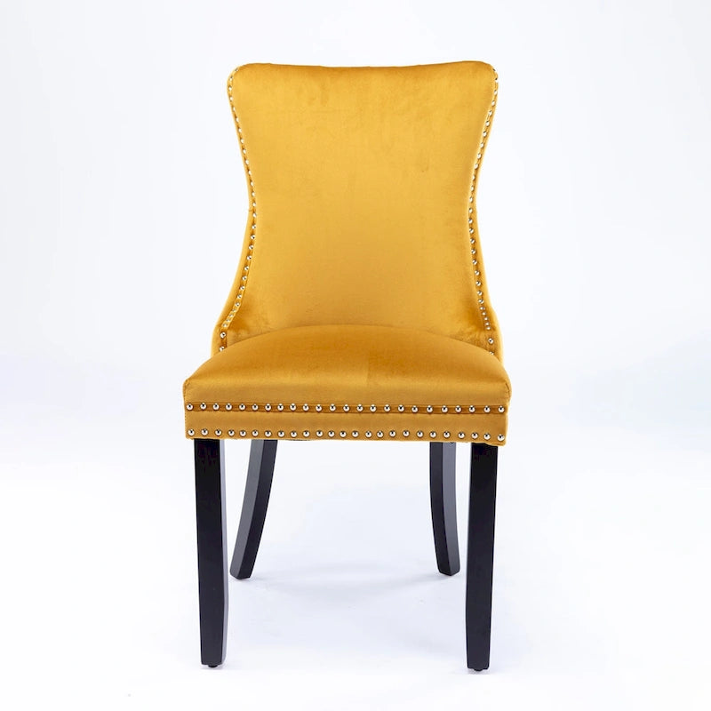 Chaise de salle à manger à dossier cabriolet avec surpiqûres et clous décoratifs