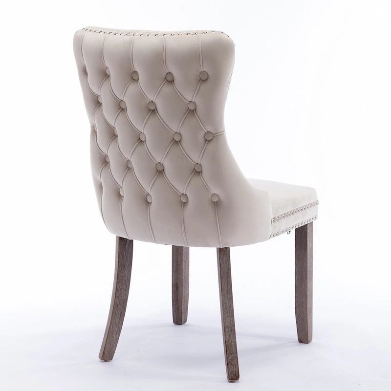 Chaise de salle à manger à dossier cabriolet avec surpiqûres et clous décoratifs