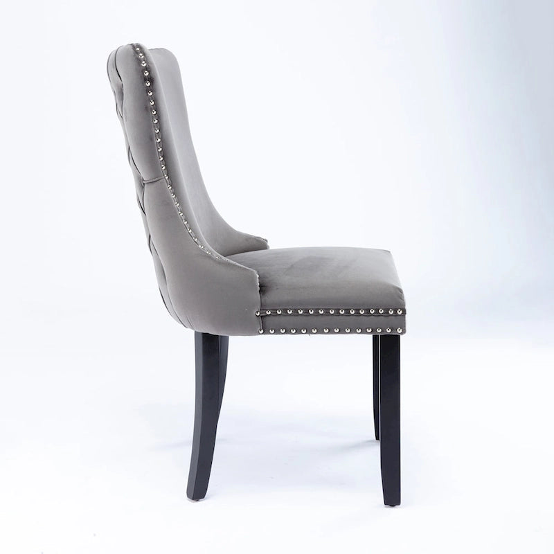 Chaise de salle à manger à dossier cabriolet avec surpiqûres et clous décoratifs