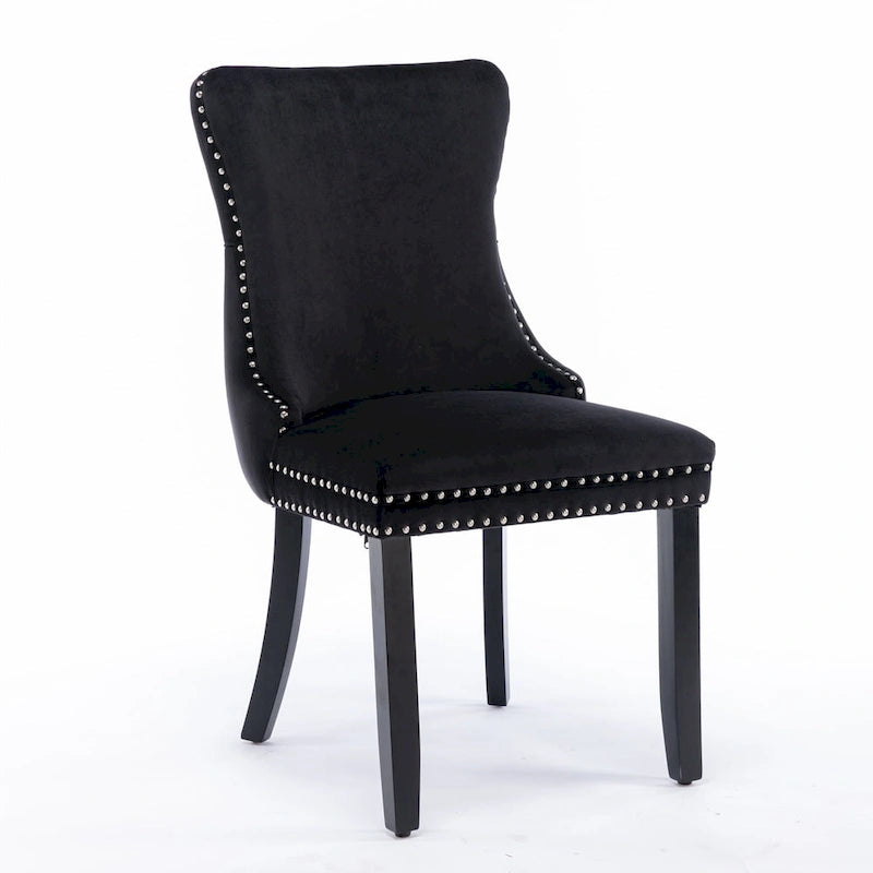 Chaise de salle à manger à dossier cabriolet avec surpiqûres et clous décoratifs
