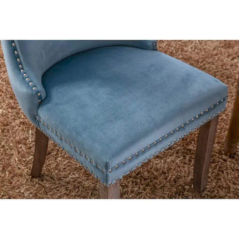 Chaise de salle à manger à dossier cabriolet avec surpiqûres et clous décoratifs