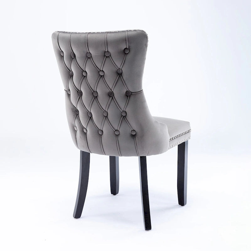 Chaise de salle à manger à dossier cabriolet avec surpiqûres et clous décoratifs