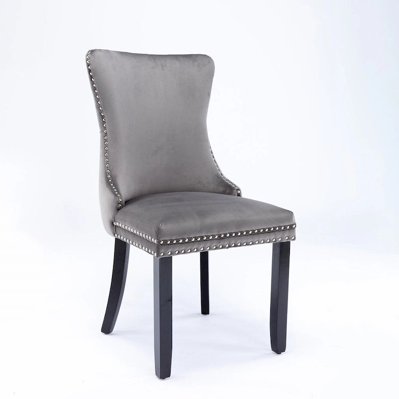 Chaise de salle à manger à dossier cabriolet avec surpiqûres et clous décoratifs