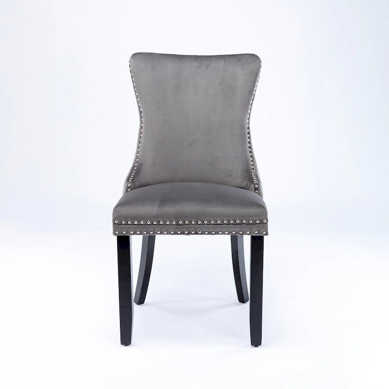 Chaise de salle à manger à dossier cabriolet avec surpiqûres et clous décoratifs