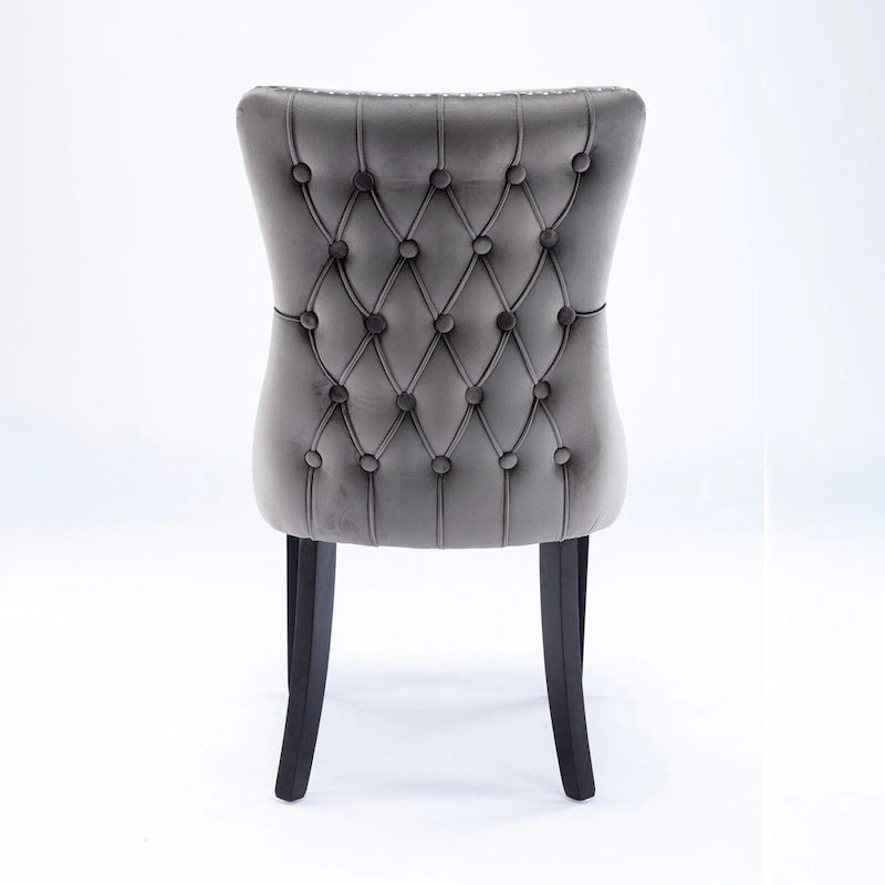 Chaise de salle à manger à dossier cabriolet avec surpiqûres et clous décoratifs
