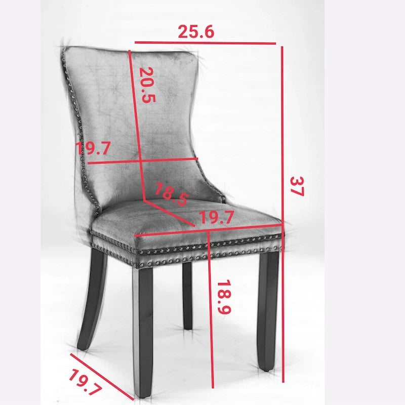 Chaise de salle à manger à dossier cabriolet avec surpiqûres et clous décoratifs
