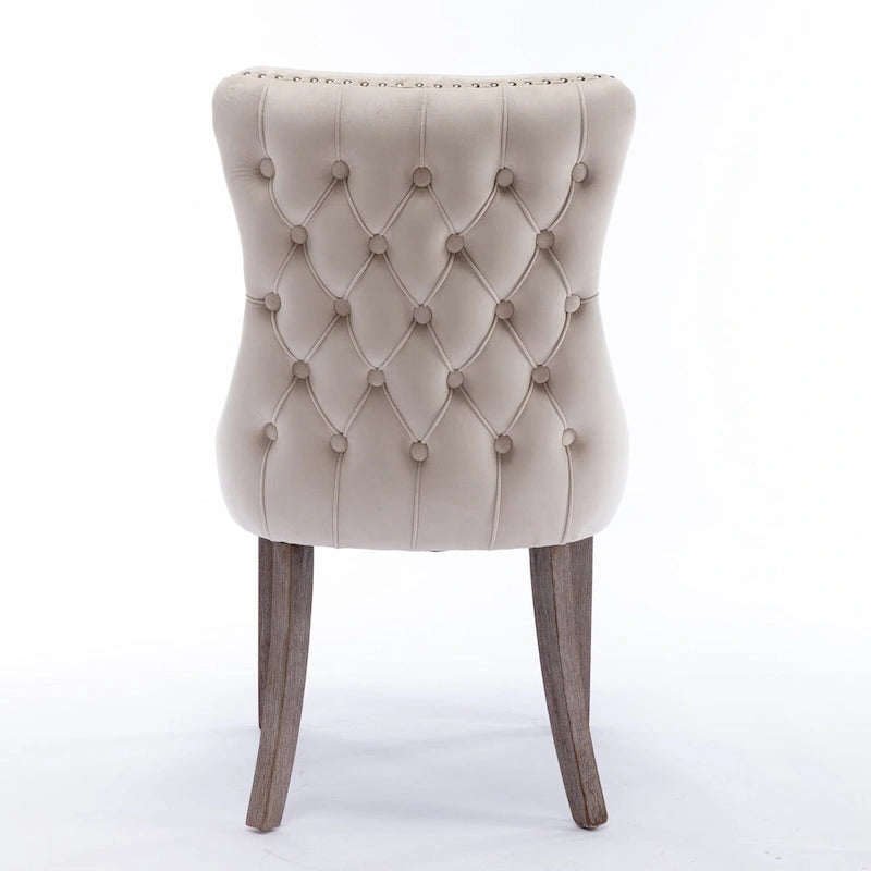 Chaise de salle à manger à dossier cabriolet avec surpiqûres et clous décoratifs