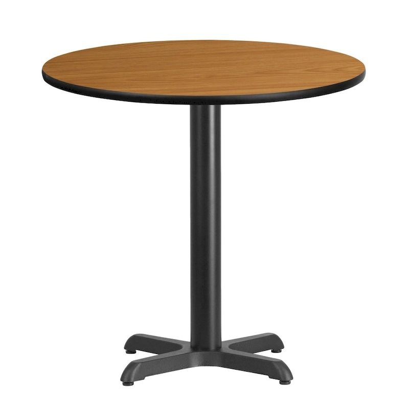 Dessus de table rond stratifié de 30 pouces avec base de 22 x 22 pouces de hauteur - 30 L x 30 P x 31,125 H - 30 L x 30 P x 31,125 H
