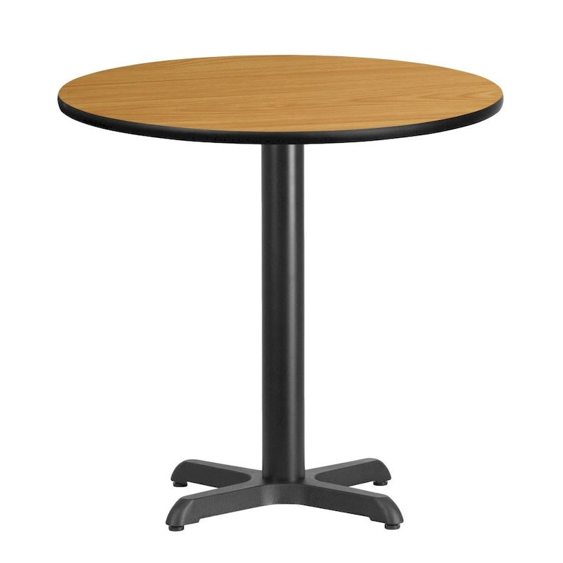 Dessus de table rond stratifié de 30 pouces avec base de 22 x 22 pouces de hauteur - 30 L x 30 P x 31,125 H - 30 L x 30 P x 31,125 H