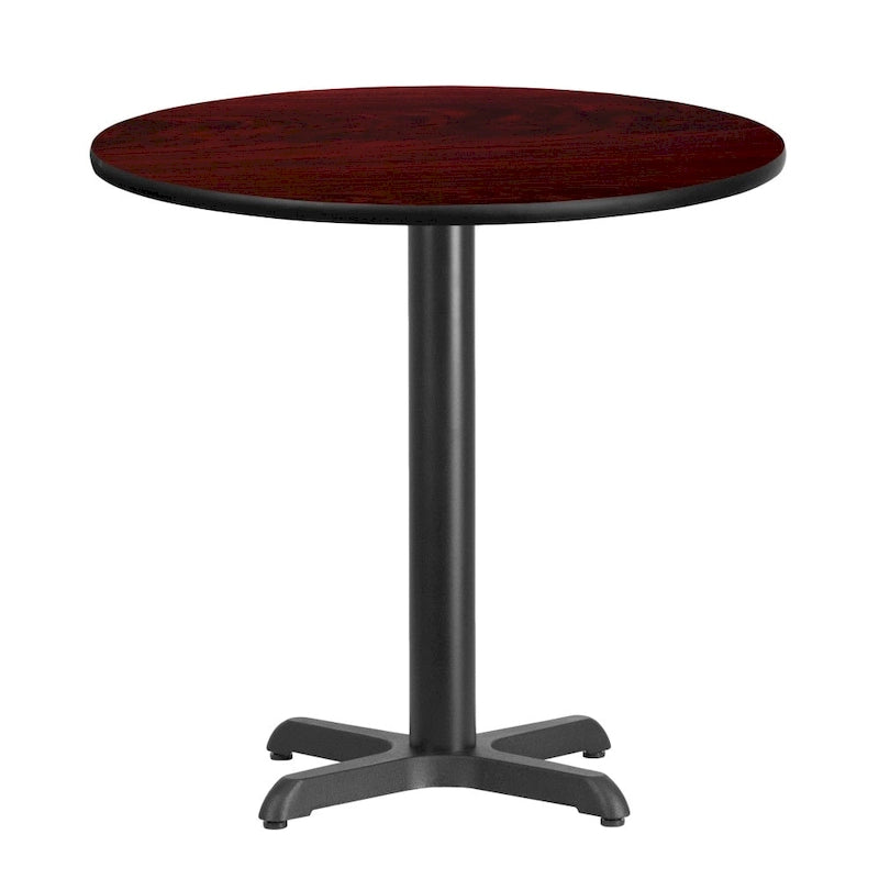 Dessus de table rond stratifié de 30 pouces avec base de 22 x 22 pouces de hauteur - 30 L x 30 P x 31,125 H - 30 L x 30 P x 31,125 H
