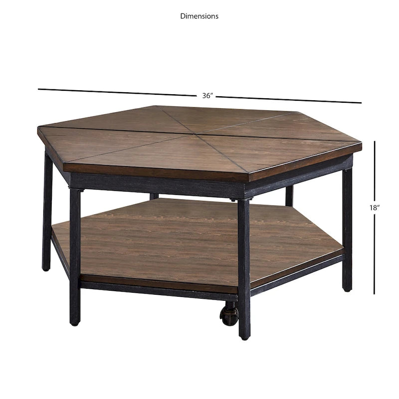 Table basse hexagonale relevable