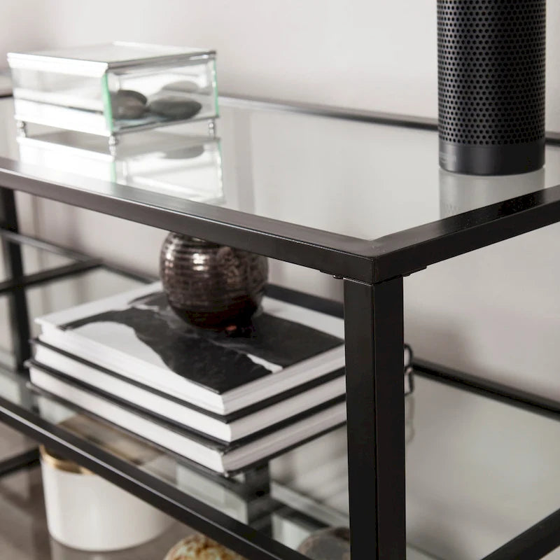 Meuble TV multimédia en métal et verre pour téléviseurs jusqu'à 68 po