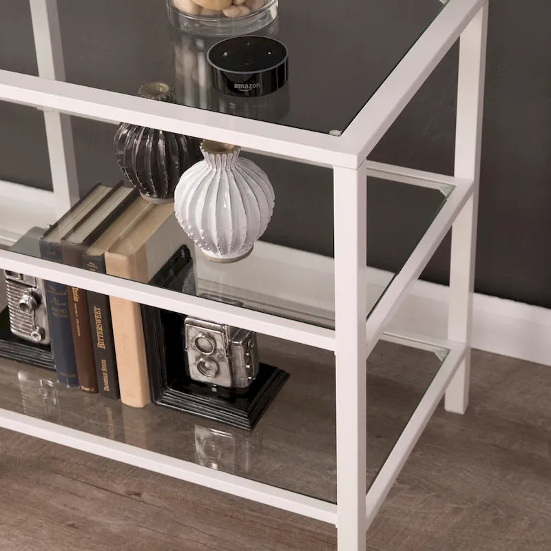 Meuble TV multimédia en métal et verre pour téléviseurs jusqu'à 68 po