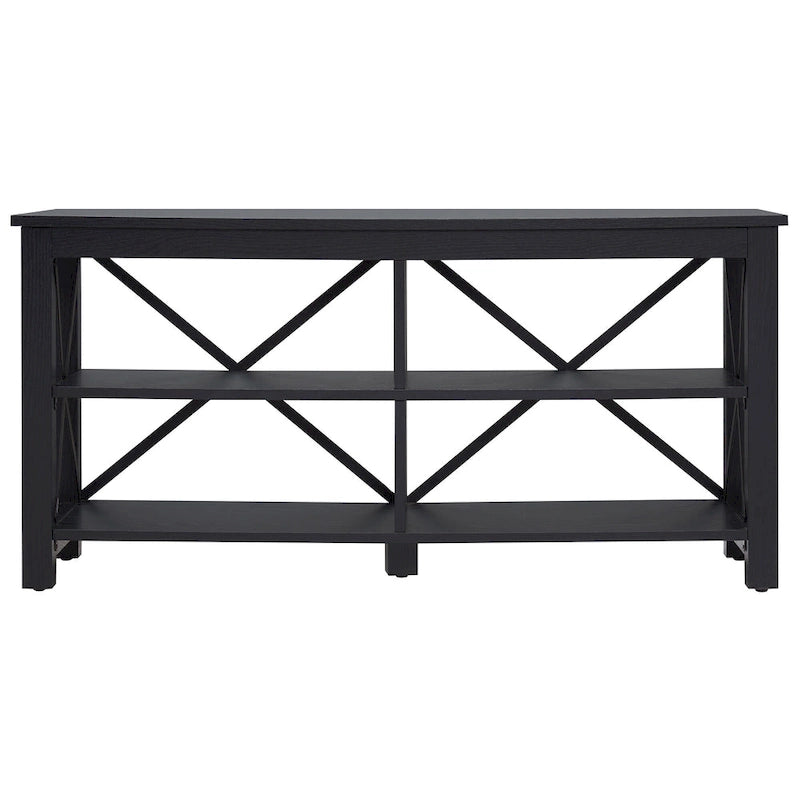 Meuble TV de 50 po avec accents métalliques en X de style campagnard et étagères de rangement