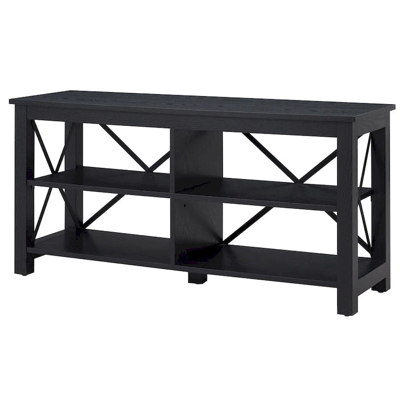 Meuble TV de 50 po avec accents métalliques en X de style campagnard et étagères de rangement