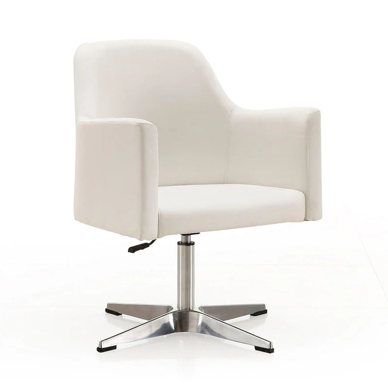 Chaise d'appoint pivotante en similicuir chromé poli, réglable en hauteur