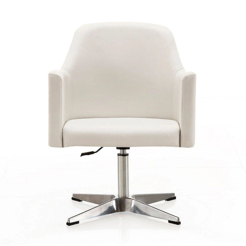 Chaise d'appoint pivotante en similicuir chromé poli, réglable en hauteur