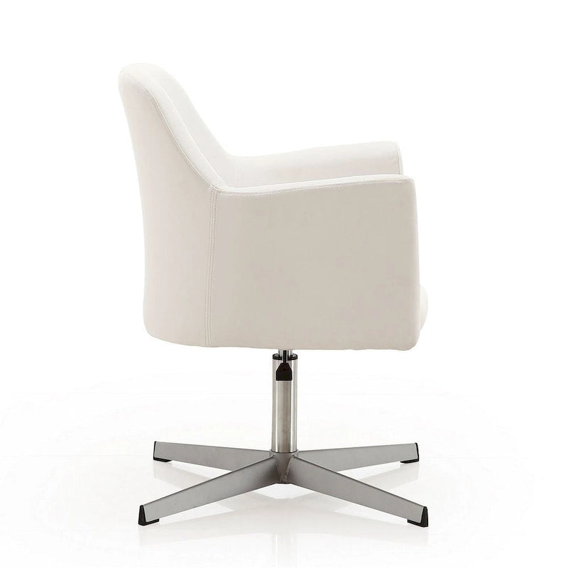 Chaise d'appoint pivotante en similicuir chromé poli, réglable en hauteur