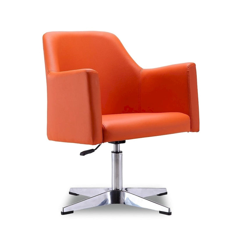 Chaise d'appoint pivotante en similicuir chromé poli, réglable en hauteur