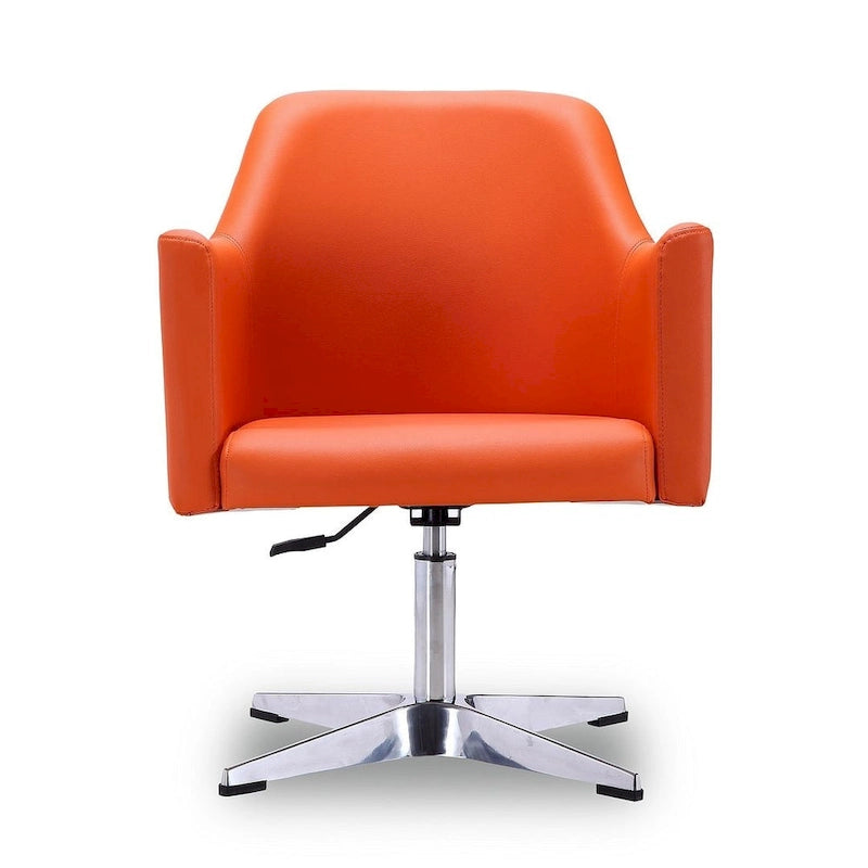 Chaise d'appoint pivotante en similicuir chromé poli, réglable en hauteur