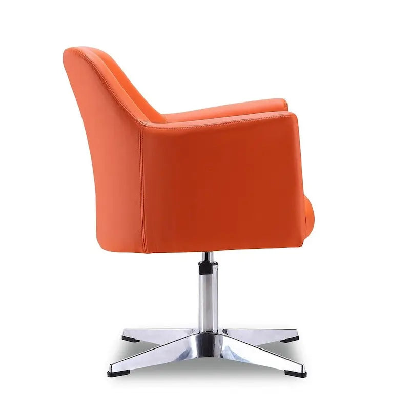Chaise d'appoint pivotante en similicuir chromé poli, réglable en hauteur