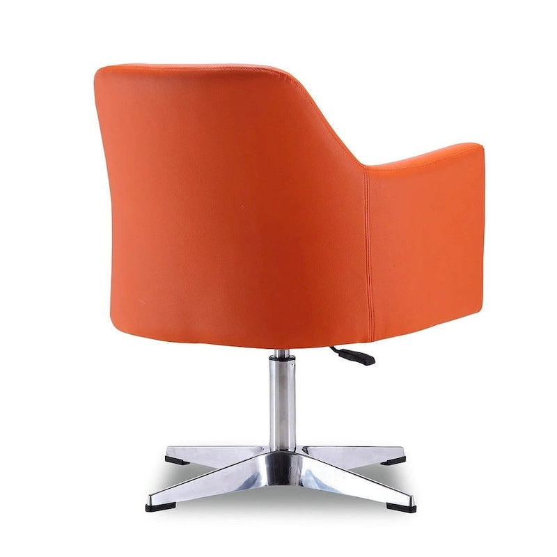 Chaise d'appoint pivotante en similicuir chromé poli, réglable en hauteur