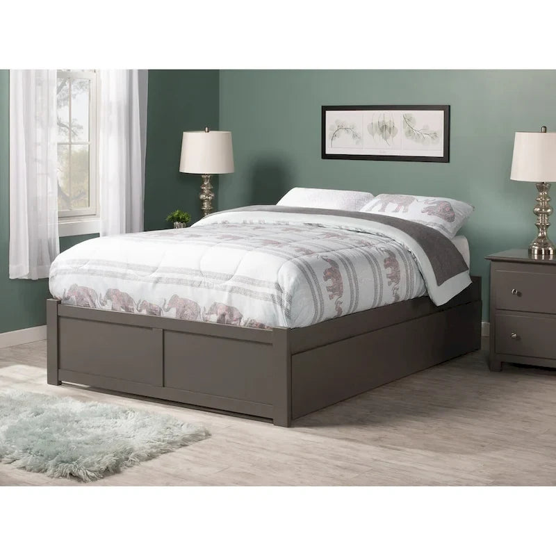 Lit plateforme Concord Wood King avec tiroir-lit simple XL gigogne