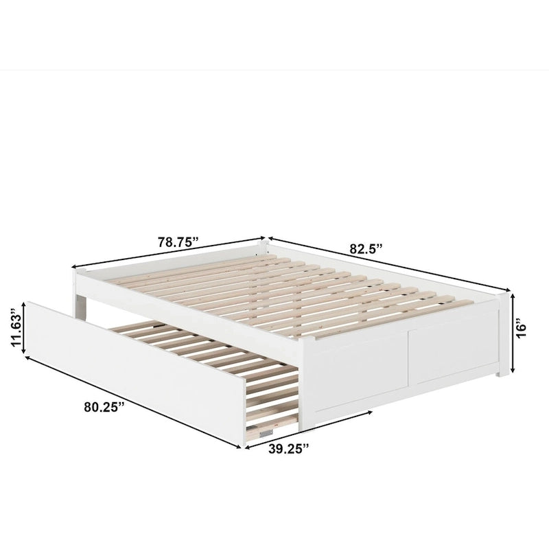 Lit plateforme Concord Wood King avec tiroir-lit simple XL gigogne
