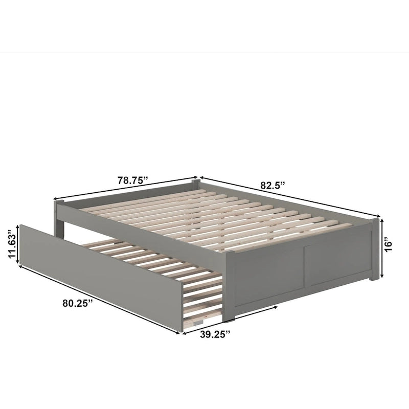 Lit plateforme Concord Wood King avec tiroir-lit simple XL gigogne