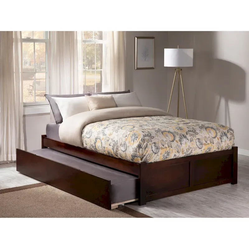Lit plateforme Concord Wood King avec tiroir-lit simple XL gigogne