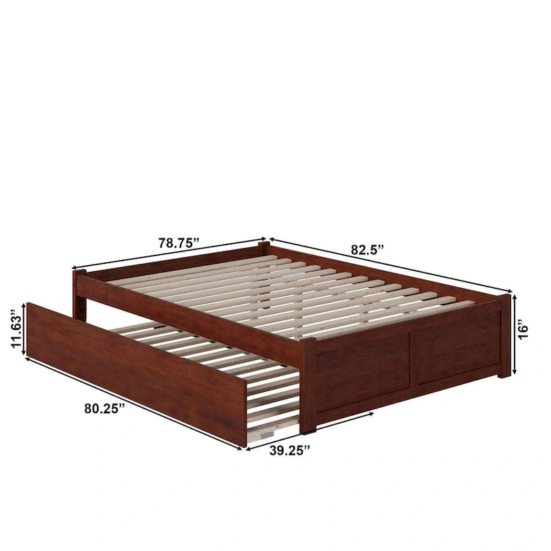 Lit plateforme Concord Wood King avec tiroir-lit simple XL gigogne