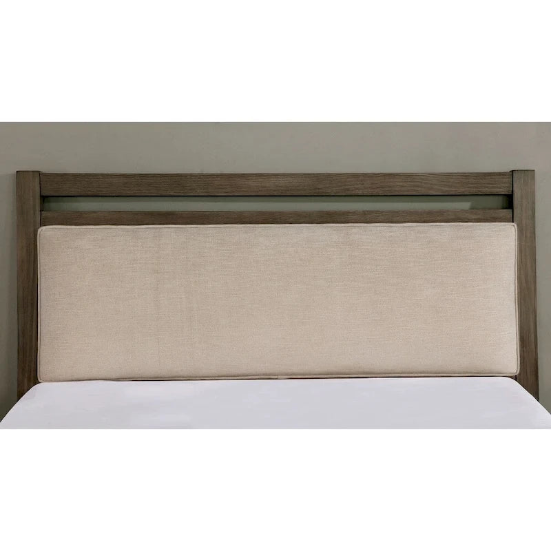 Lit plateforme en bois massif gris rustique
