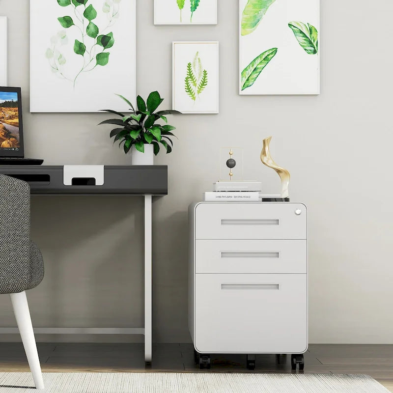 Classeurs en acier à 3 tiroirs avec serrure, mobile sous le bureau, armoire entièrement assemblée