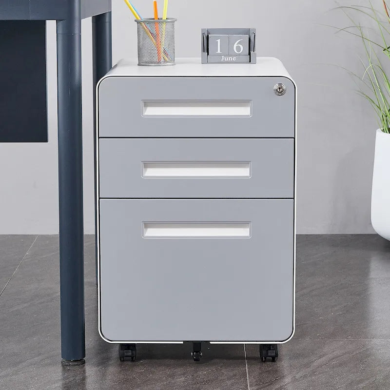 Classeurs en acier à 3 tiroirs avec serrure, mobile sous le bureau, armoire entièrement assemblée