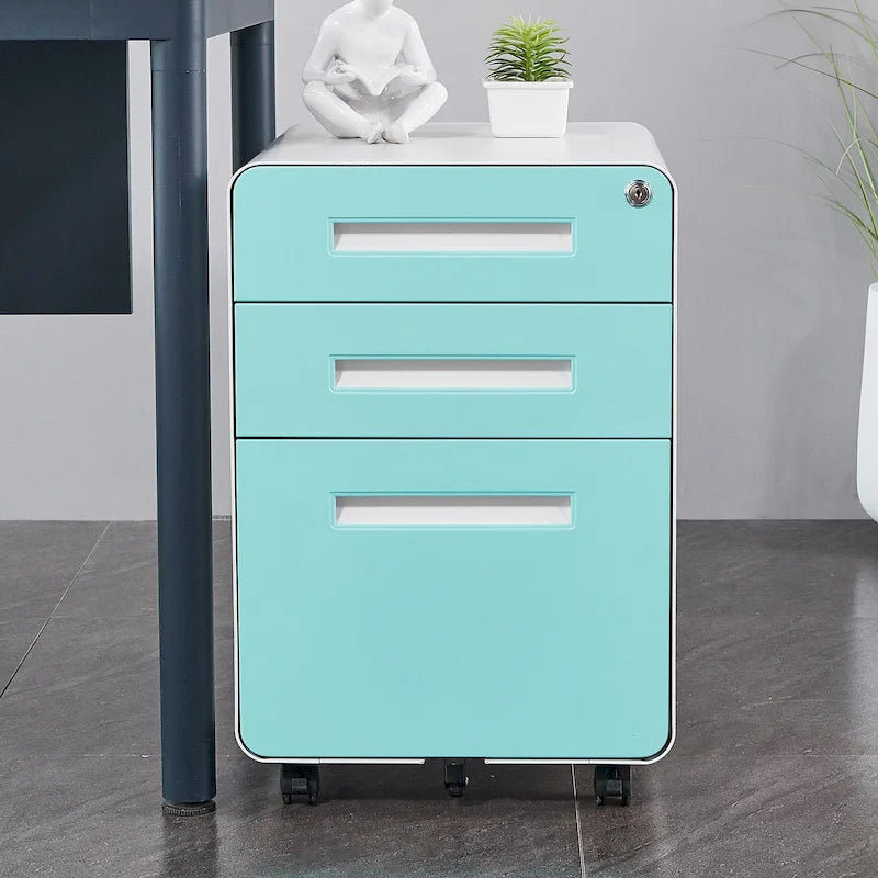 Classeurs en acier à 3 tiroirs avec serrure, mobile sous le bureau, armoire entièrement assemblée