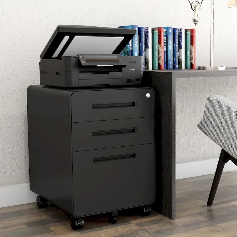Classeurs en acier à 3 tiroirs avec serrure, mobile sous le bureau, armoire entièrement assemblée