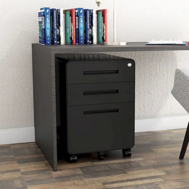 Classeurs en acier à 3 tiroirs avec serrure, mobile sous le bureau, armoire entièrement assemblée